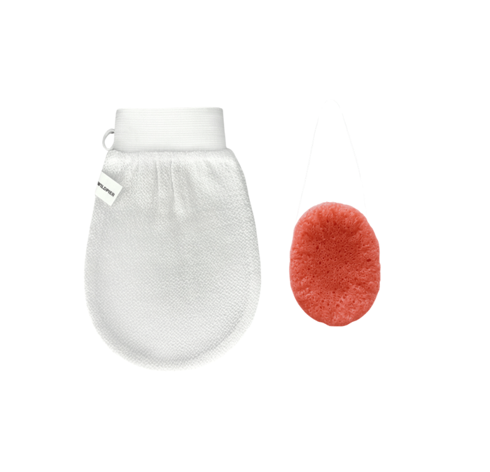 Wildpier™ Deep Exfoliating Glove and French Pink Konjac Sponge Bundle