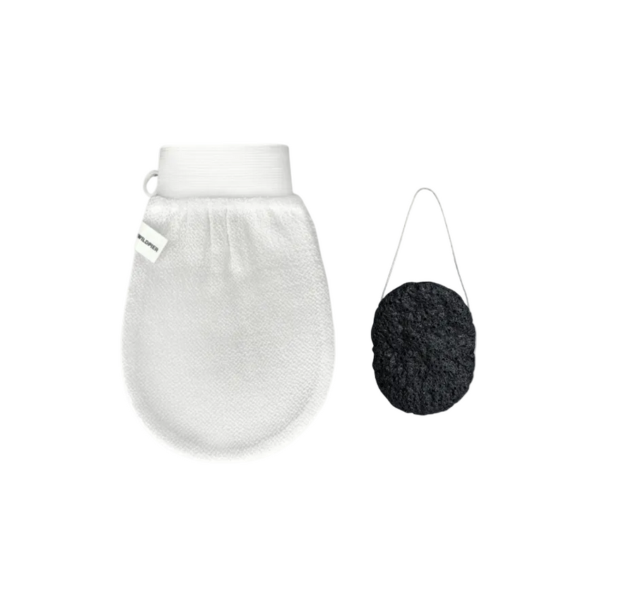 Wildpier™ Deep Exfoliating Glove and Bamboo Charcoal Konjac Sponge Bundle