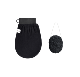 Wildpier Luxe Deep Exfoliation Glove and Konjac Bamboo Charcoal Face Sponge Bundle